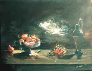 Coupe de fruit et fleurs